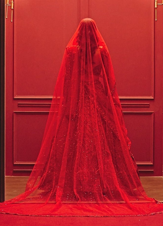 Royal Red Soft Net Bridal Lehenga Angad Singh - Fabilicious Fashion