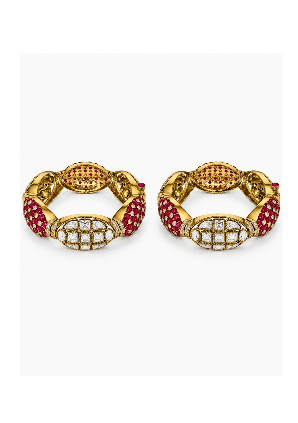 Vivinia By Vidhi Mehra Ruby Accent Moissanite Polki BanglesFabilicious Fashion