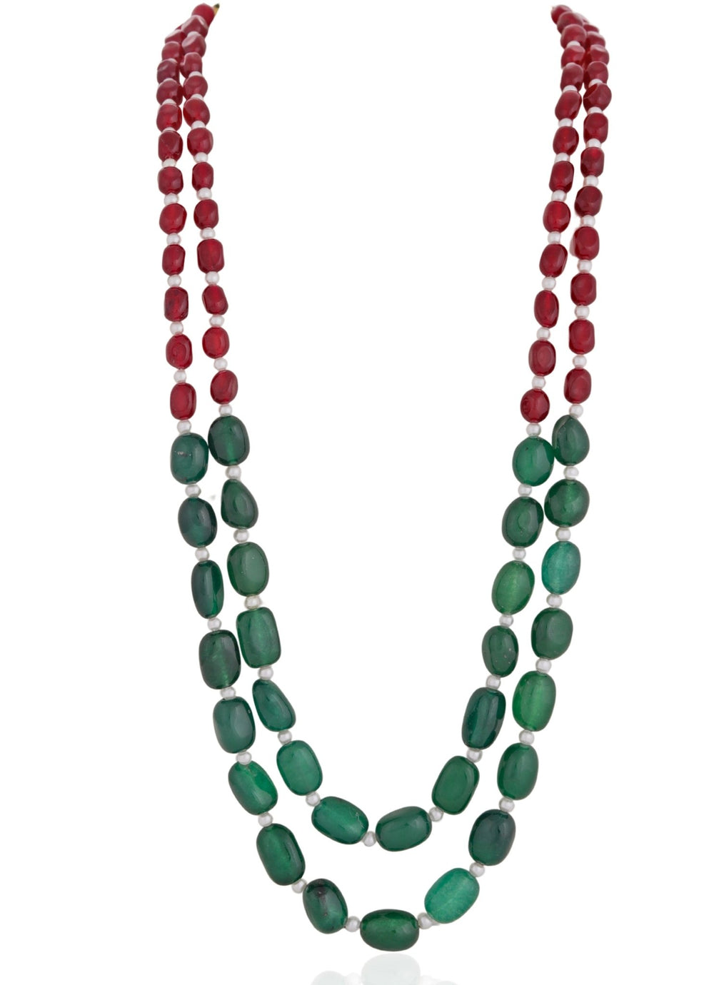 Ruby And Emerald Green Beads Necklace Riana by Shikha Jindal - Fabilicious Fashion
