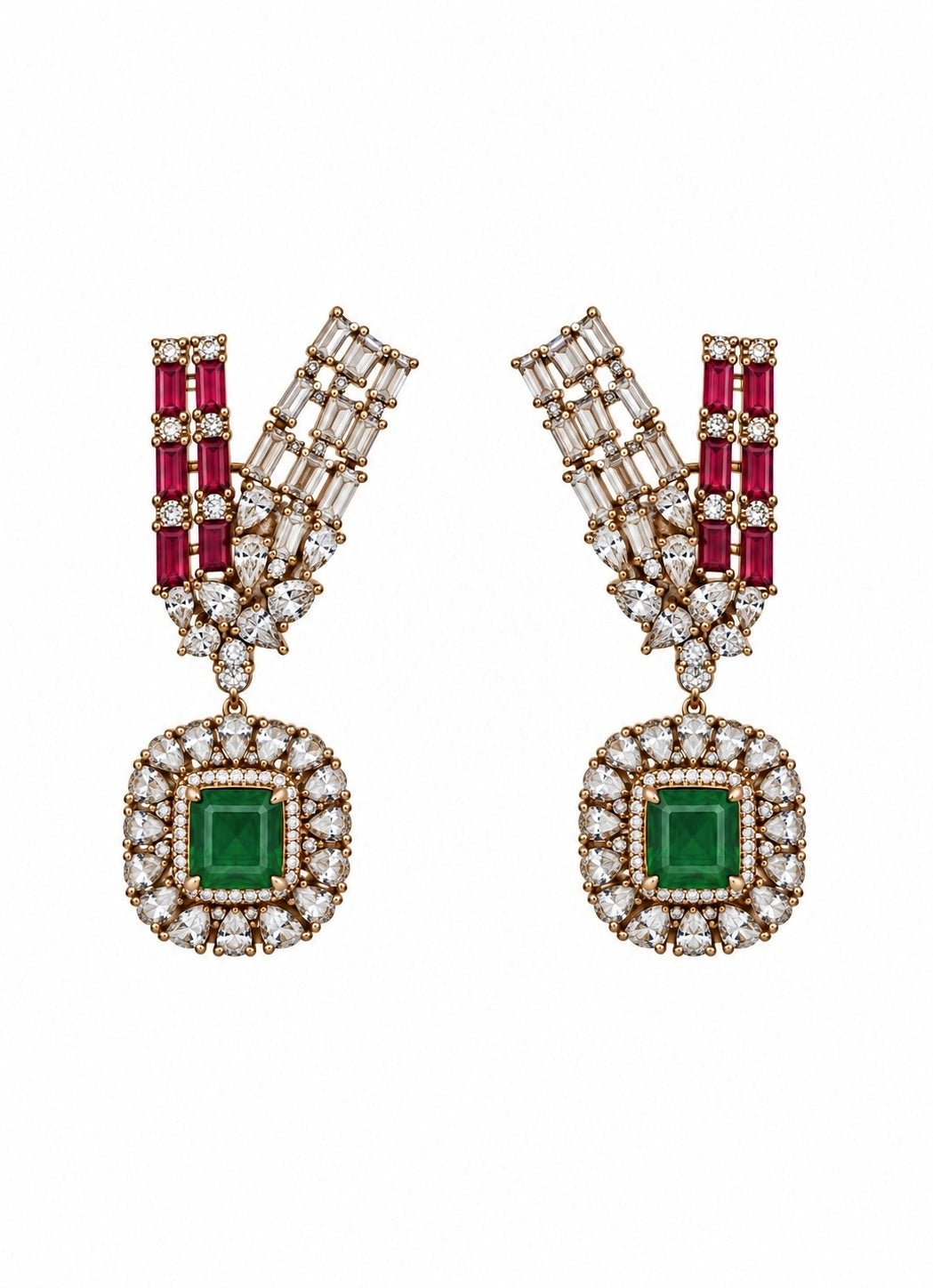 Vivinia By Vidhi Mehra Ruby And Emerald Kundan Necklace SetFabilicious Fashion