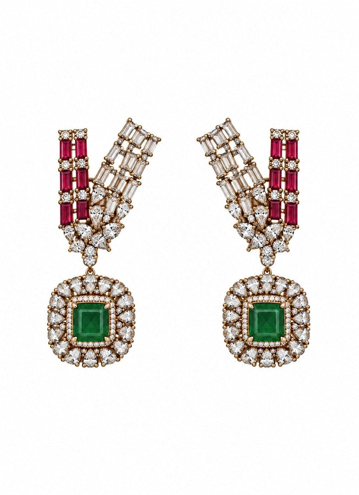 Vivinia By Vidhi Mehra Ruby And Emerald Kundan Necklace SetFabilicious Fashion