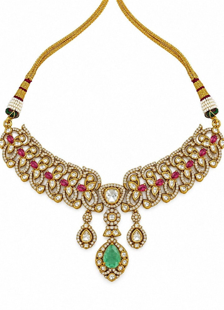 Vivinia By Vidhi Mehra Ruby And Emerald Moissanite Choker SetFabilicious Fashion