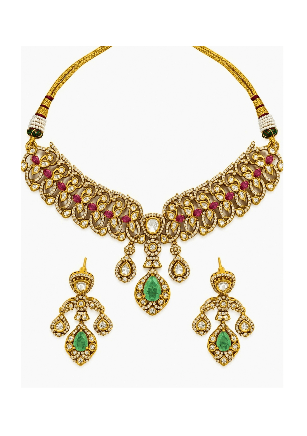 Vivinia By Vidhi Mehra Ruby And Emerald Moissanite Choker SetFabilicious Fashion