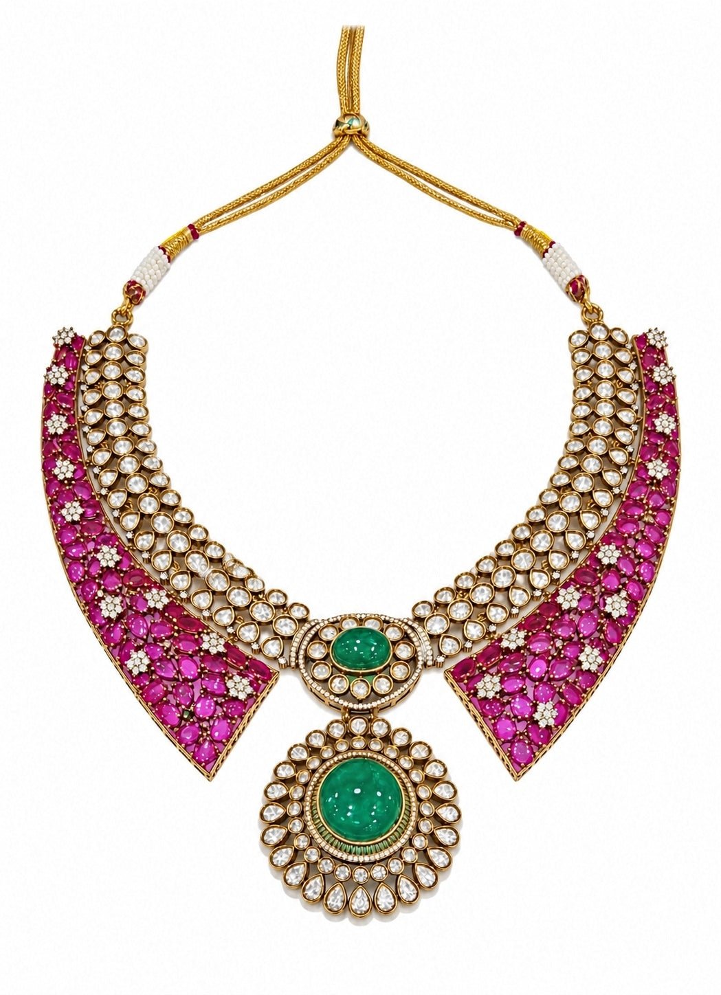 Vivinia By Vidhi Mehra Ruby And Emerald Necklace SetFabilicious Fashion