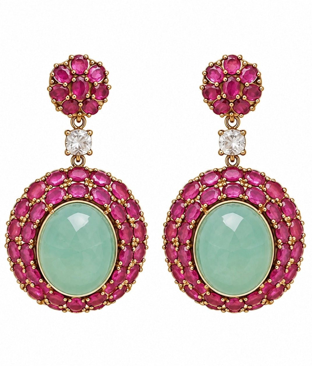 Vivinia By Vidhi Mehra Ruby And Green Stone Drop EarringsFabilicious Fashion