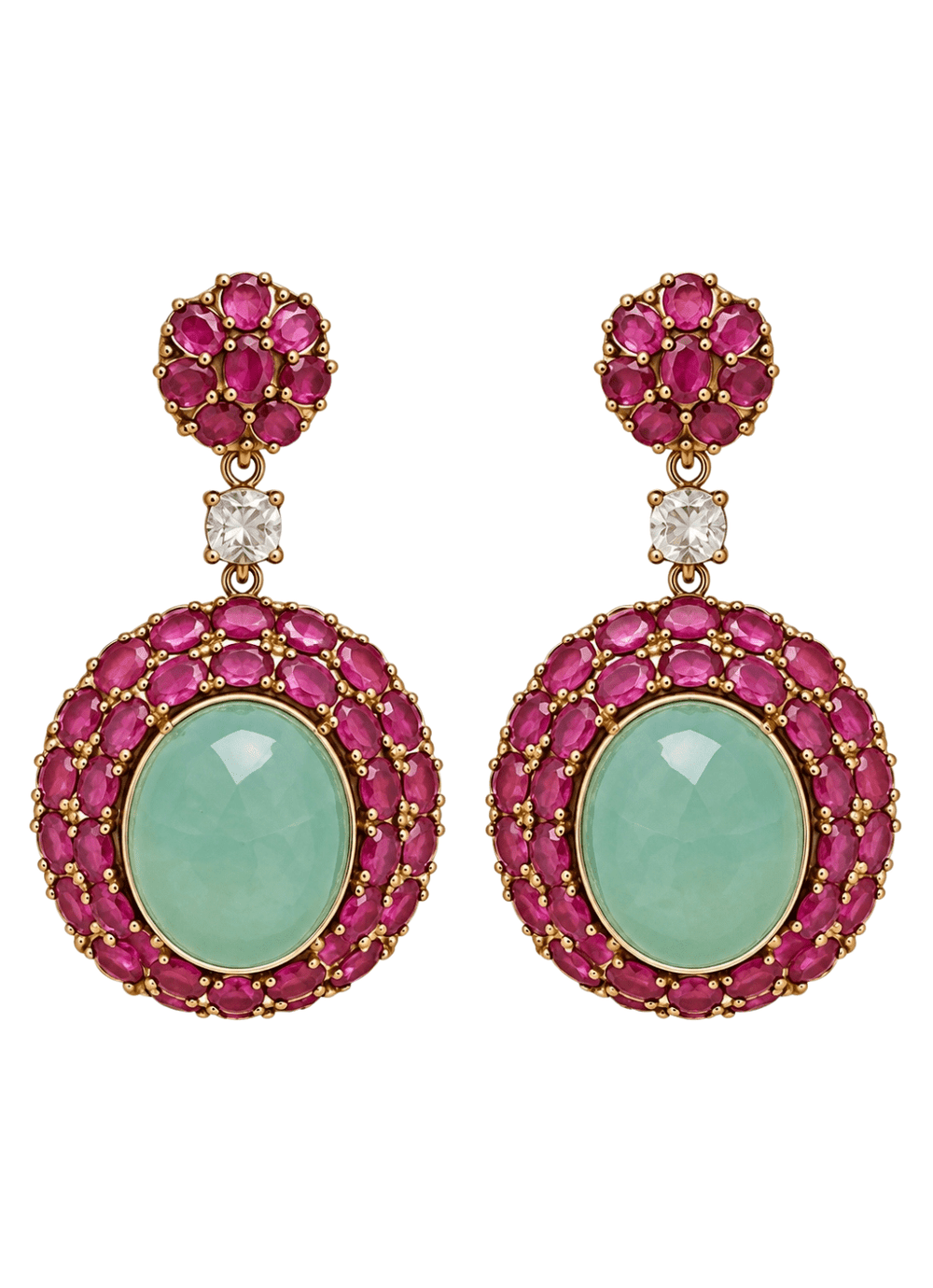 Vivinia By Vidhi Mehra Ruby And Green Stone Drop EarringsFabilicious Fashion
