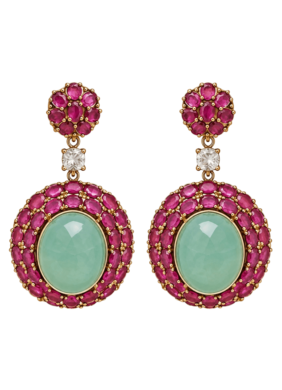 Vivinia By Vidhi Mehra Ruby And Green Stone Drop EarringsFabilicious Fashion