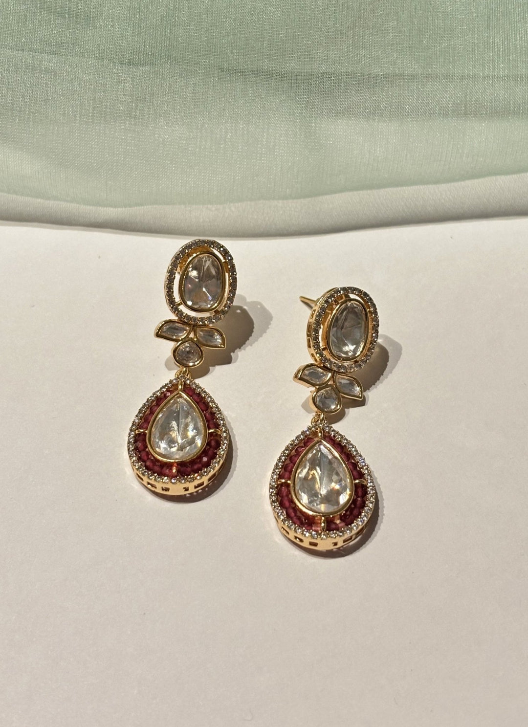 Naymee Ruby And Polki Dangler EarringsFabilicious Fashion