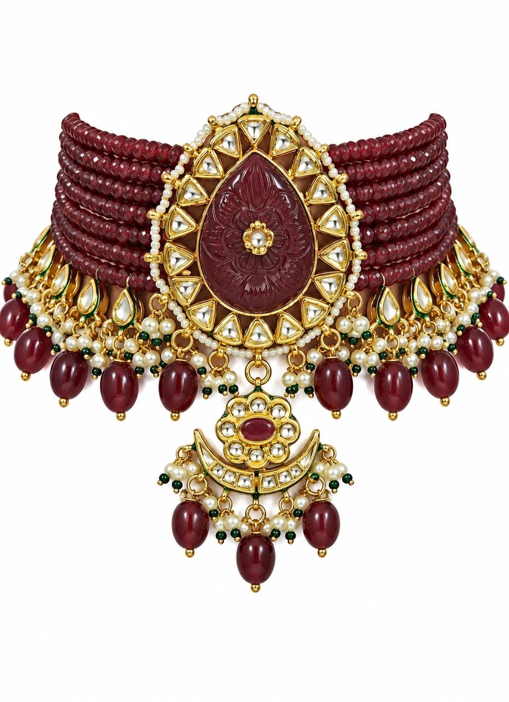 Vivinia By Vidhi Mehra Ruby Beaded Kundan Choker SetFabilicious Fashion