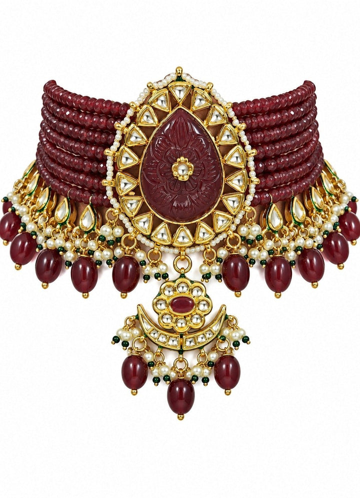 Vivinia By Vidhi Mehra Ruby Beaded Kundan Choker SetFabilicious Fashion