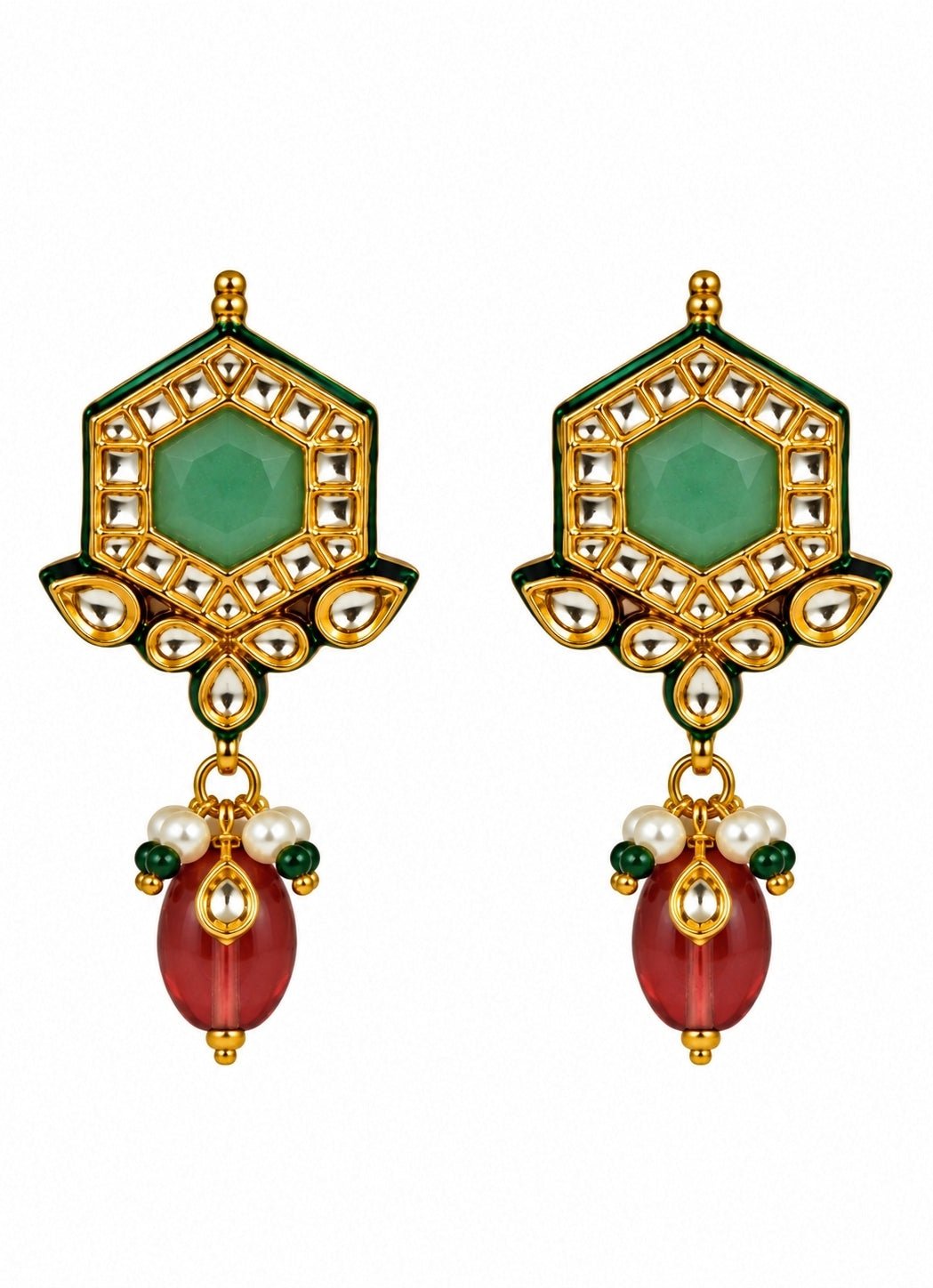Vivinia By Vidhi Mehra Ruby Beaded Kundan Hexagon Choker SetFabilicious Fashion