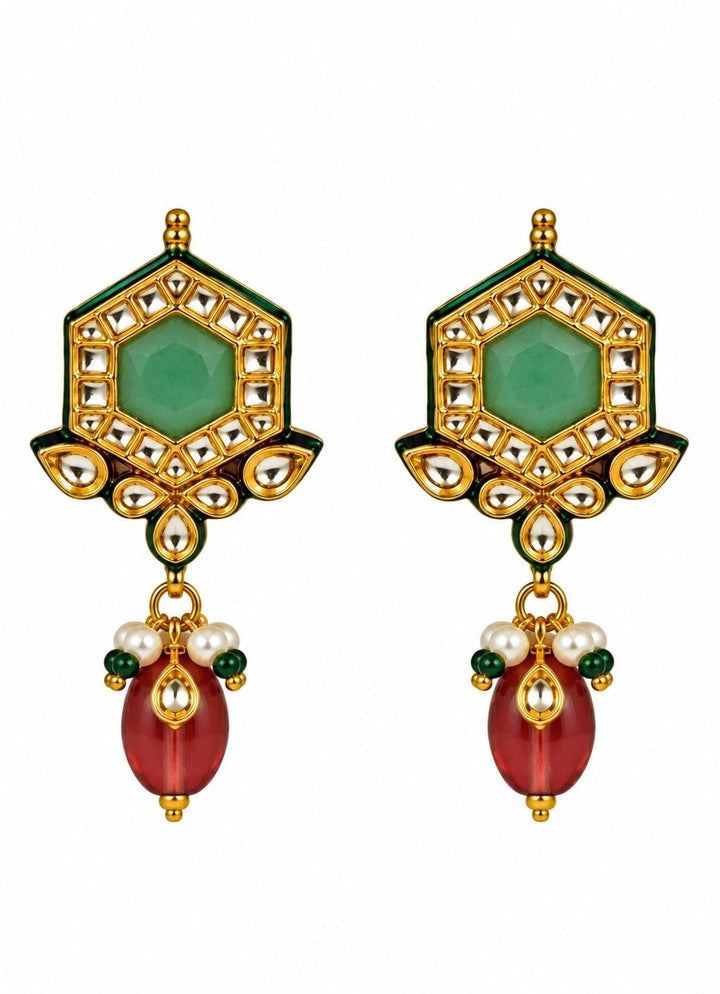 Vivinia By Vidhi Mehra Ruby Beaded Kundan Hexagon Choker SetFabilicious Fashion