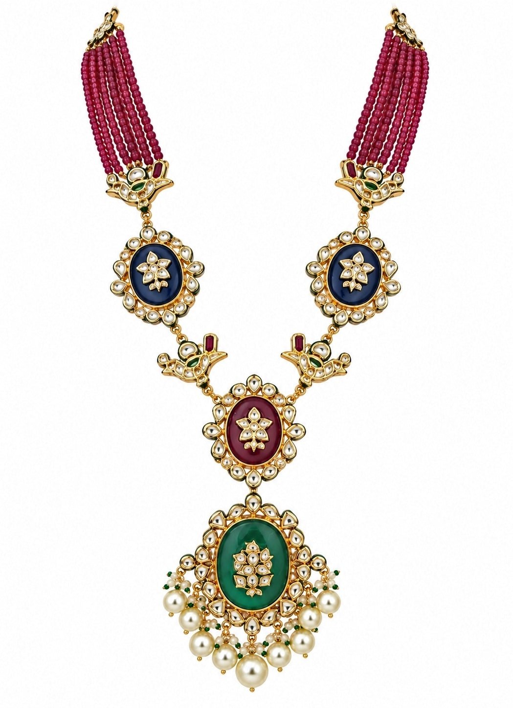 Vivinia By Vidhi Mehra Ruby Beaded Multicolor Kundan Long Necklace SetFabilicious Fashion