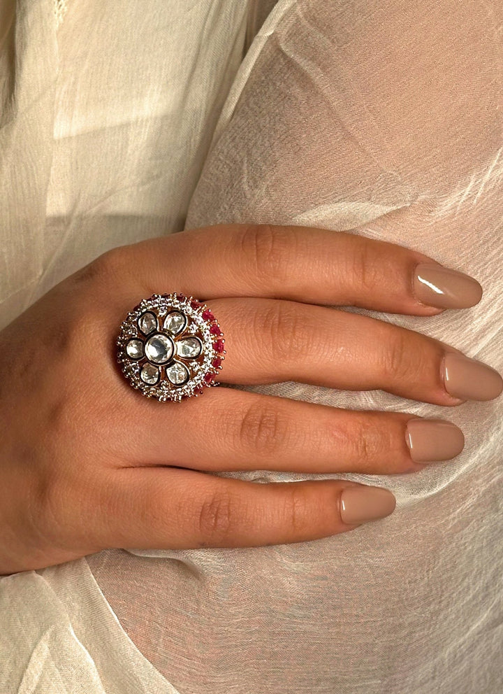Naymee Ruby Floral Polki RingFabilicious Fashion