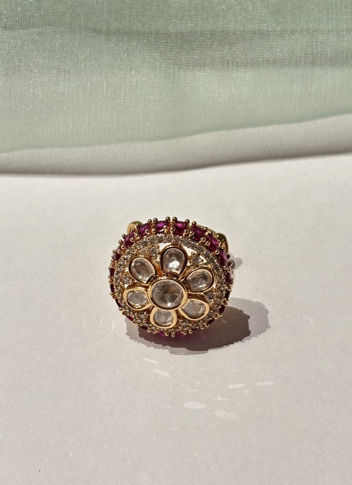 Naymee Ruby Floral Polki RingFabilicious Fashion