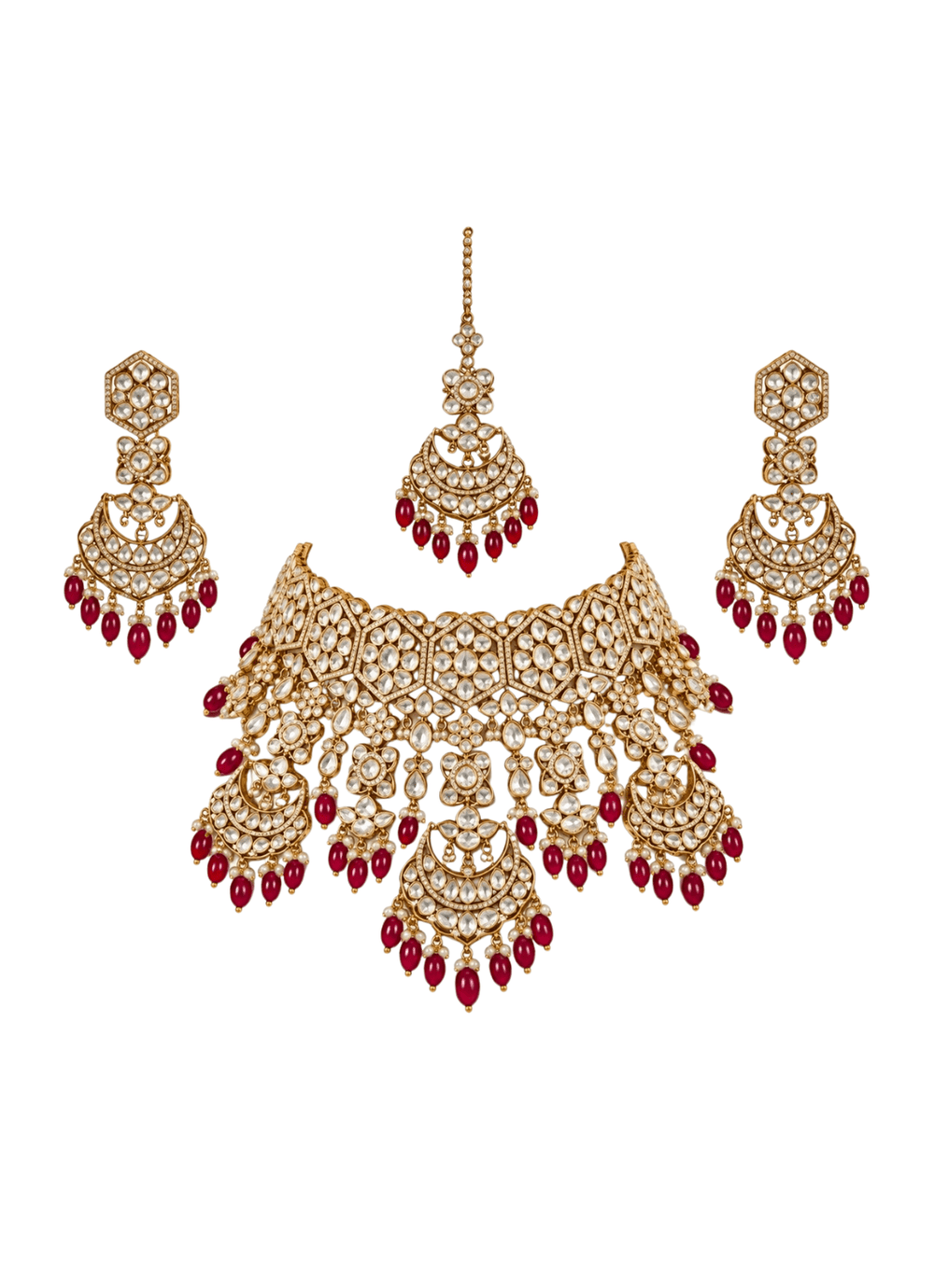 Vivinia By Vidhi Mehra Ruby Kundan Bridal Necklace SetFabilicious Fashion