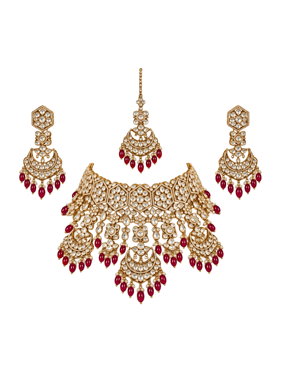 Vivinia By Vidhi Mehra Ruby Kundan Bridal Necklace SetFabilicious Fashion
