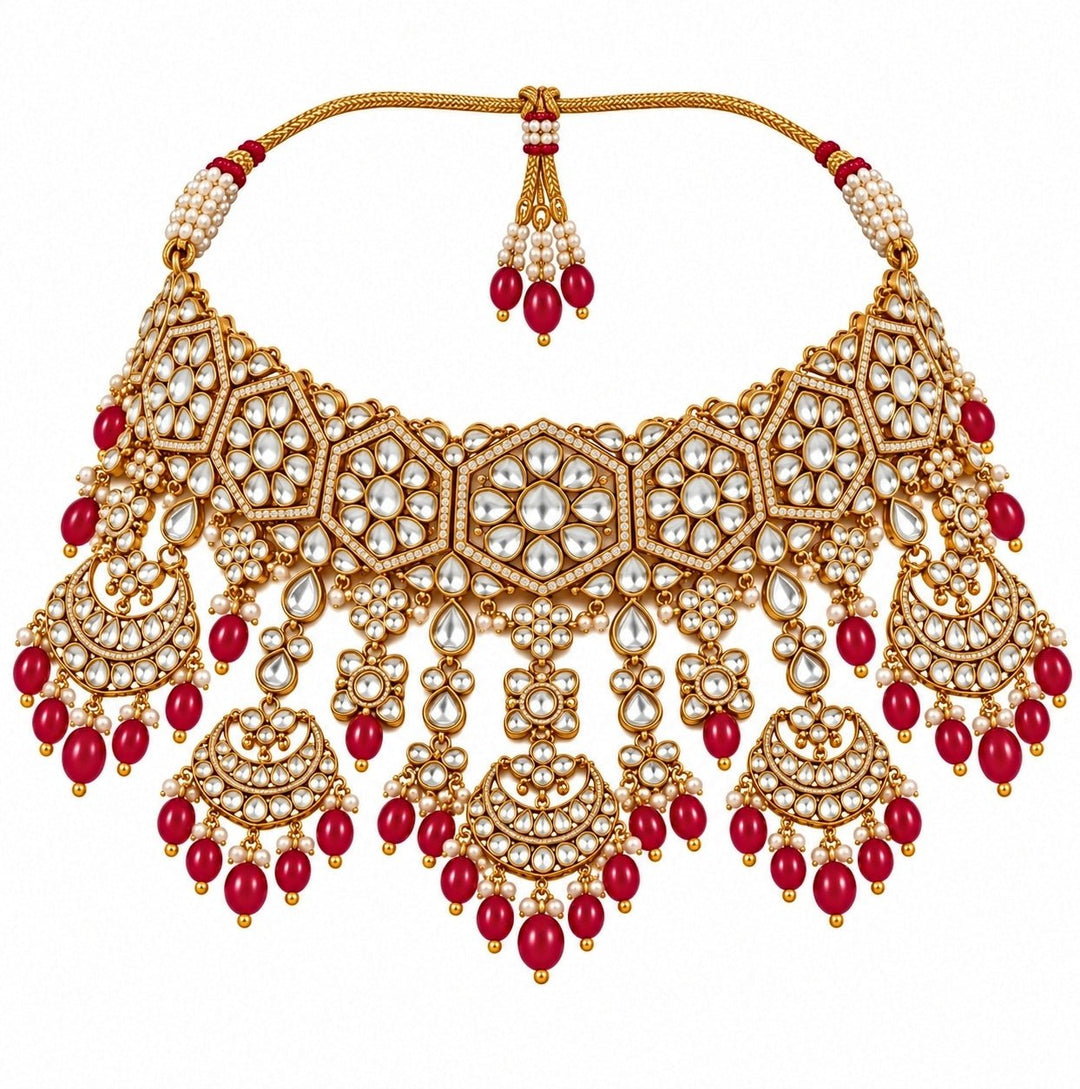 Vivinia By Vidhi Mehra Ruby Kundan Bridal Necklace SetFabilicious Fashion