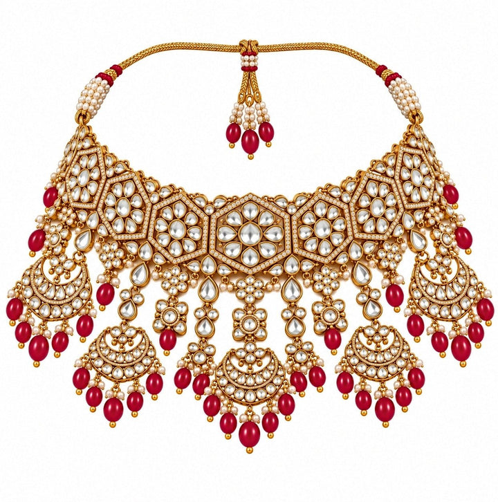 Vivinia By Vidhi Mehra Ruby Kundan Bridal Necklace SetFabilicious Fashion