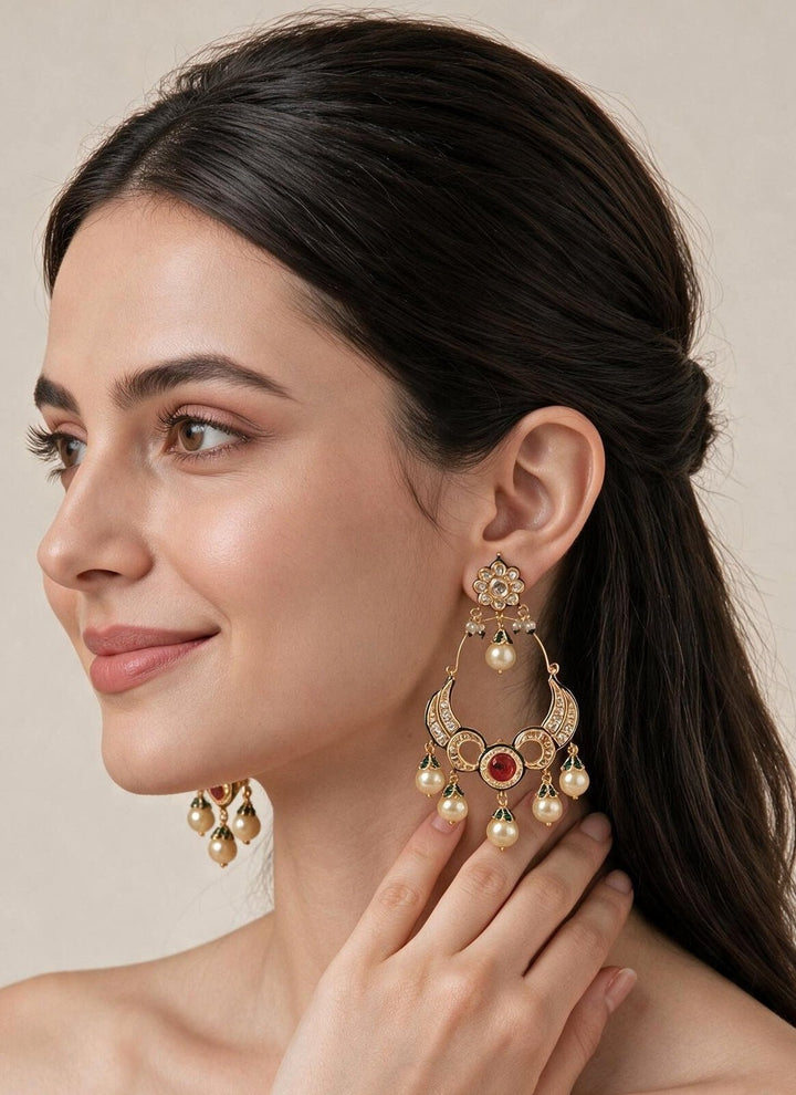Vivinia By Vidhi Mehra Ruby Kundan Drop EarringsFabilicious Fashion