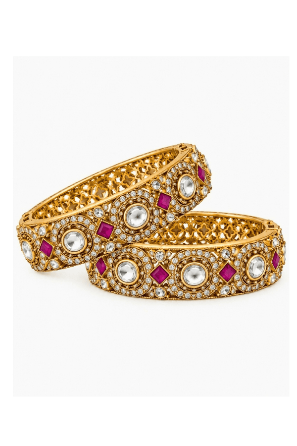 Vivinia by Vidhi Mehra ruby moissanite polki bangles for stacking with indo-western