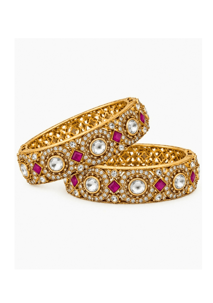 Vivinia By Vidhi Mehra Ruby Moissanite Polki BanglesFabilicious Fashion