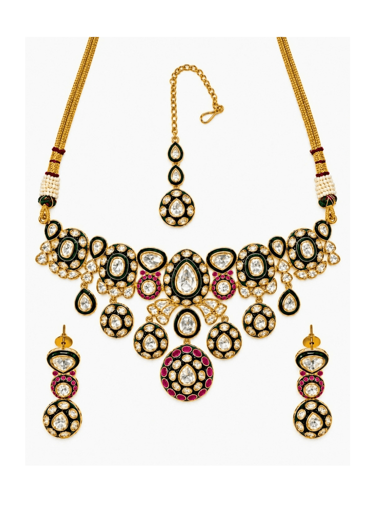 Vivinia By Vidhi Mehra Ruby Moissanite Polki Choker SetFabilicious Fashion