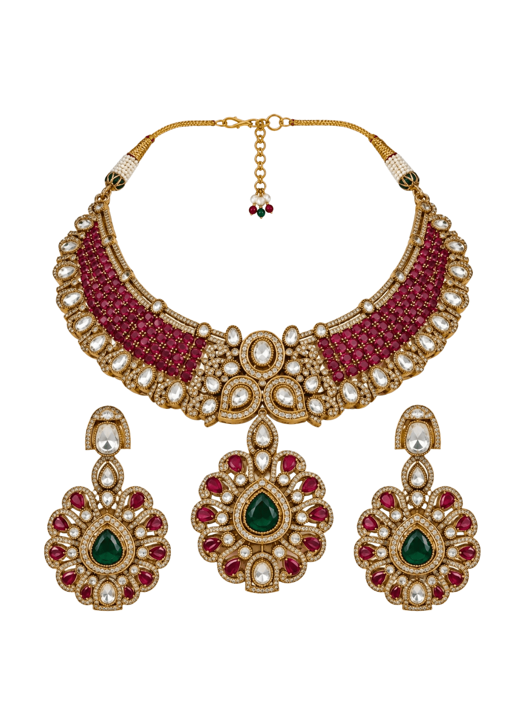 Vivinia By Vidhi Mehra Ruby Moissanite Statement Necklace SetFabilicious Fashion