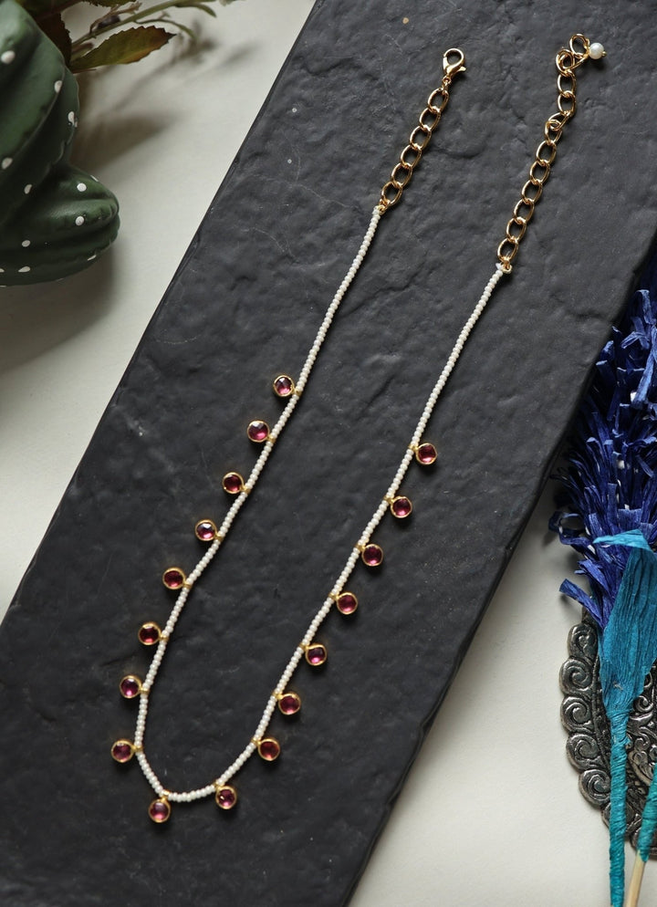 Do Taara Ruby Pink Kundan Pearl NecklaceFabilicious Fashion