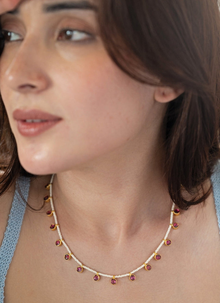 Do Taara Ruby Pink Kundan Pearl NecklaceFabilicious Fashion