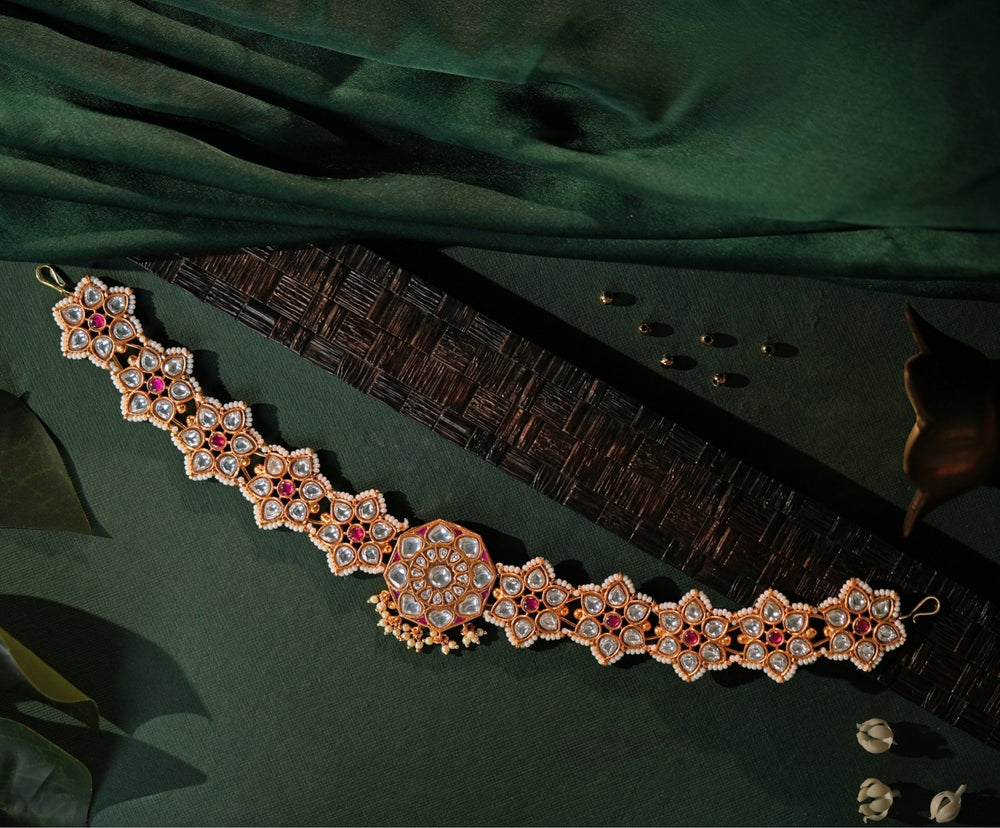 Riana Jewellery Ruby Pink Matte Gold HairbandFabilicious Fashion