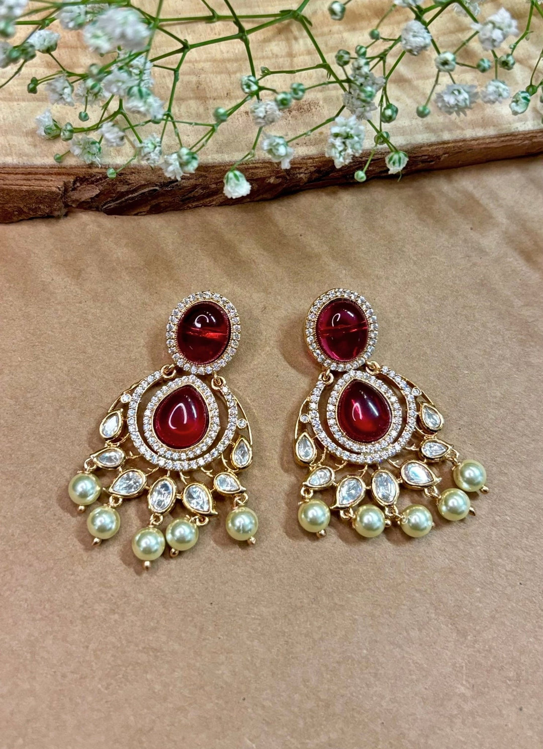Naymee Ruby Pink Polki And Pearl Choker SetFabilicious Fashion