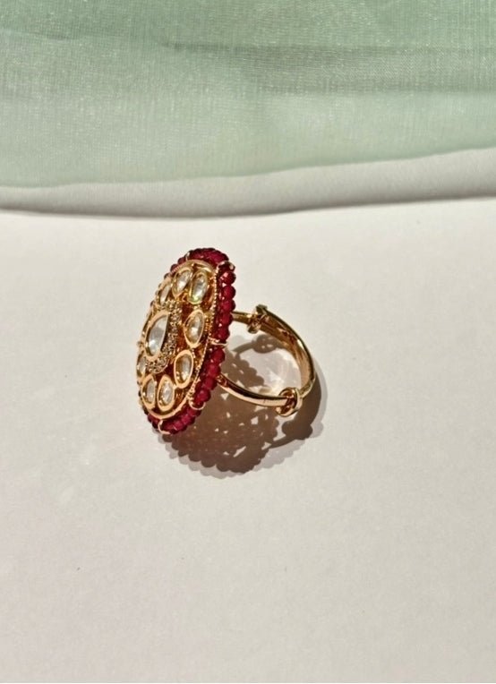 Naymee Ruby Pink Polki RingFabilicious Fashion