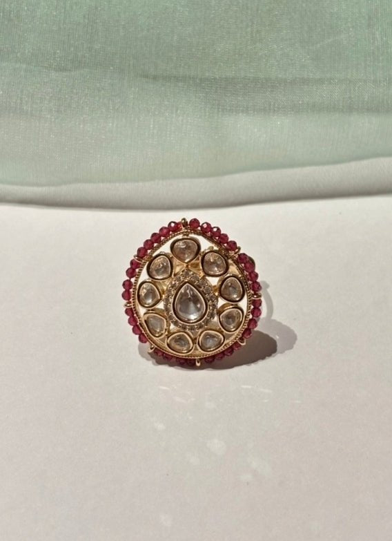 Naymee Ruby Pink Polki RingFabilicious Fashion