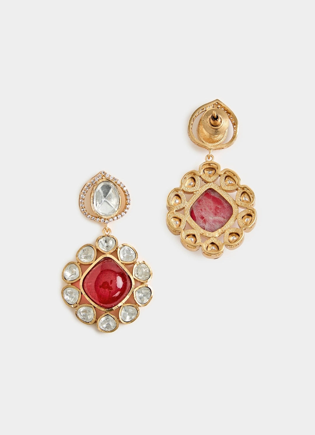 Ruby Red And Kundan Pearl Necklace Set Vivinia By Vidhi Mehra - Fabilicious Fashion
