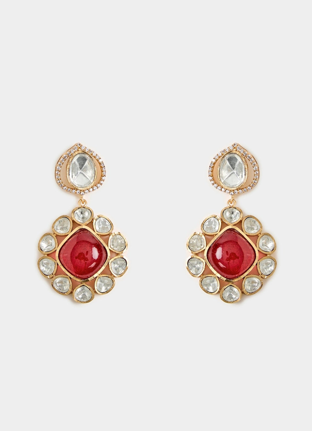 Ruby Red And Kundan Pearl Necklace Set Vivinia By Vidhi Mehra - Fabilicious Fashion