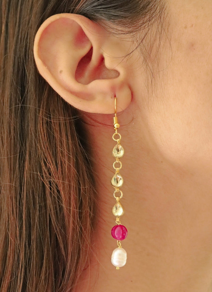 Do Taara Ruby Red Kundan And Pearl EarringsFabilicious Fashion