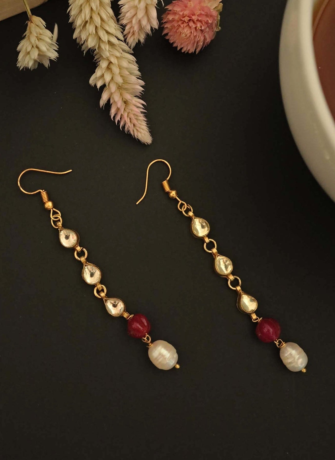 Do Taara Ruby Red Kundan And Pearl EarringsFabilicious Fashion