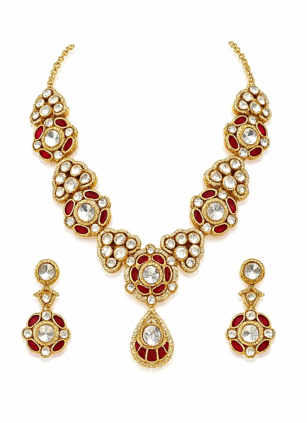 Vivinia by Vidhi Mehra Ruby Red Kundan Choker Necklace SetFabilicious Fashion