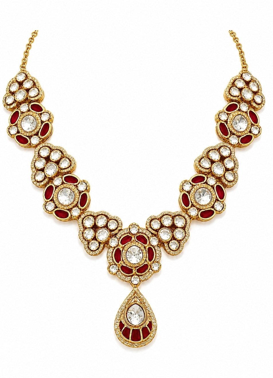 Vivinia by Vidhi Mehra Ruby Red Kundan Choker Necklace SetFabilicious Fashion