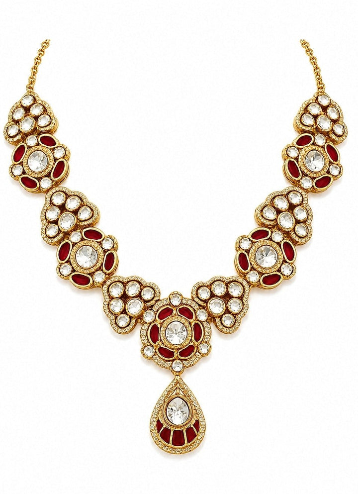 Vivinia by Vidhi Mehra Ruby Red Kundan Choker Necklace SetFabilicious Fashion