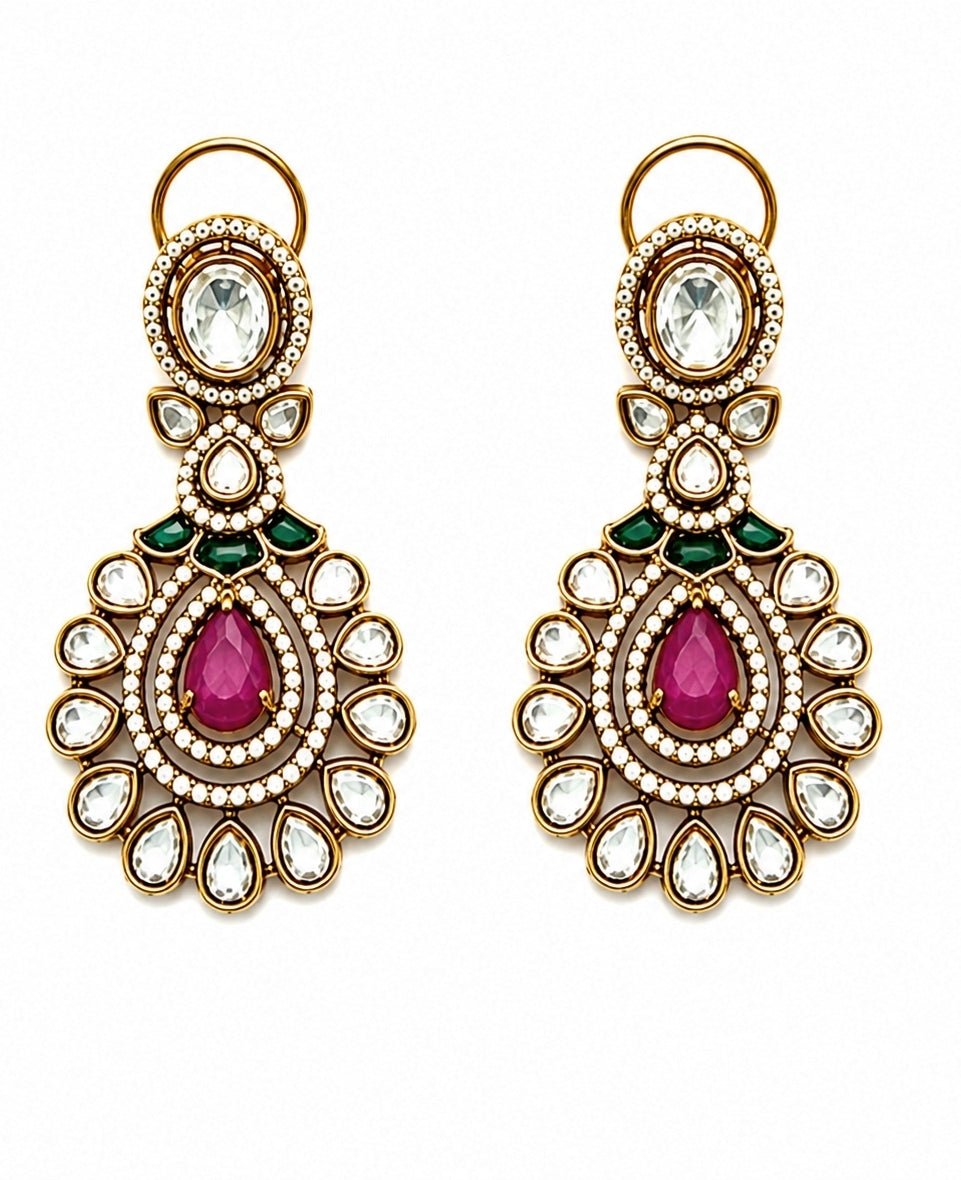 Vivinia by Vidhi Mehra Ruby Red Kundan Statement Necklace SetFabilicious Fashion