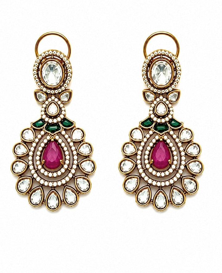 Vivinia by Vidhi Mehra Ruby Red Kundan Statement Necklace SetFabilicious Fashion