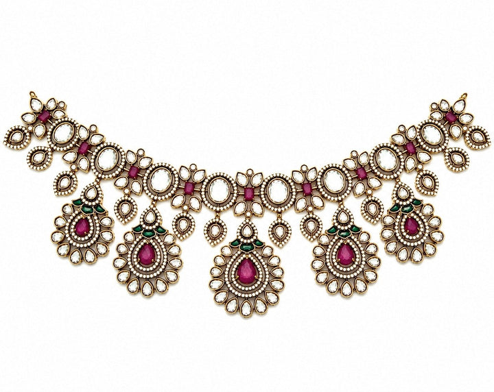 Vivinia by Vidhi Mehra Ruby Red Kundan Statement Necklace SetFabilicious Fashion