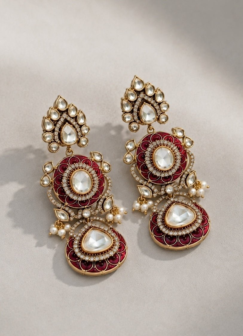 Vivinia by Vidhi Mehra Ruby Red Polki Choker SetFabilicious Fashion