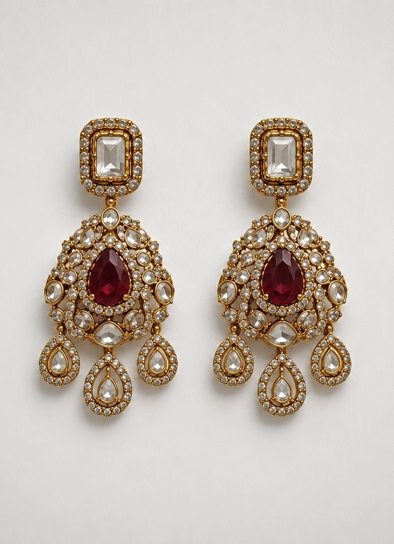 Vivinia by Vidhi Mehra Ruby Red Polki Statement Choker SetFabilicious Fashion