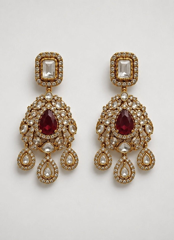 Vivinia by Vidhi Mehra Ruby Red Polki Statement Choker SetFabilicious Fashion