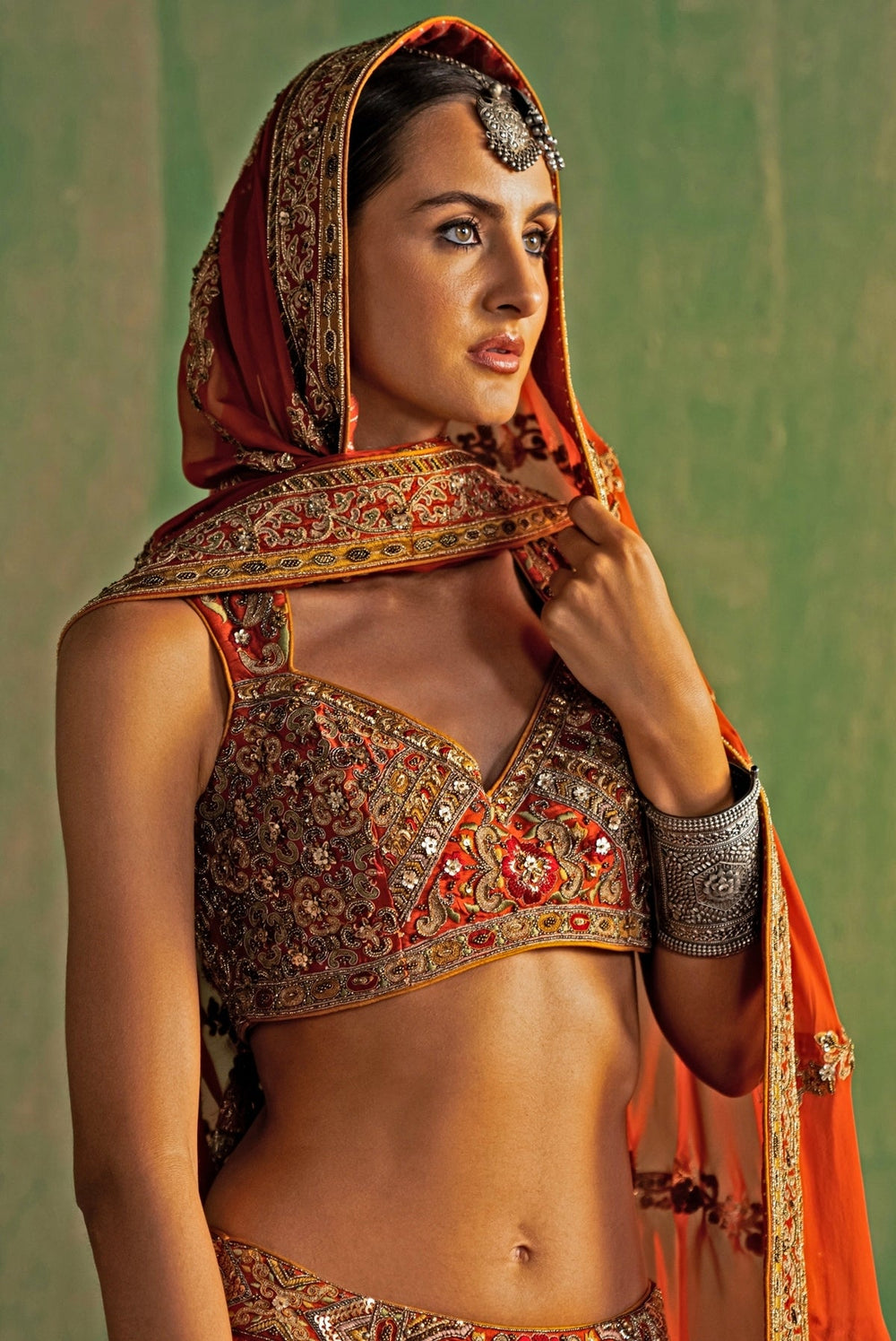 Rust Embroidered Bridal Lehenga Set Studio Bagechaa - Fabilicious Fashion