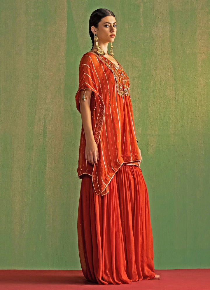 Rust Embroidered Kaftan Kurta Set Studio Bagechaa - Fabilicious Fashion