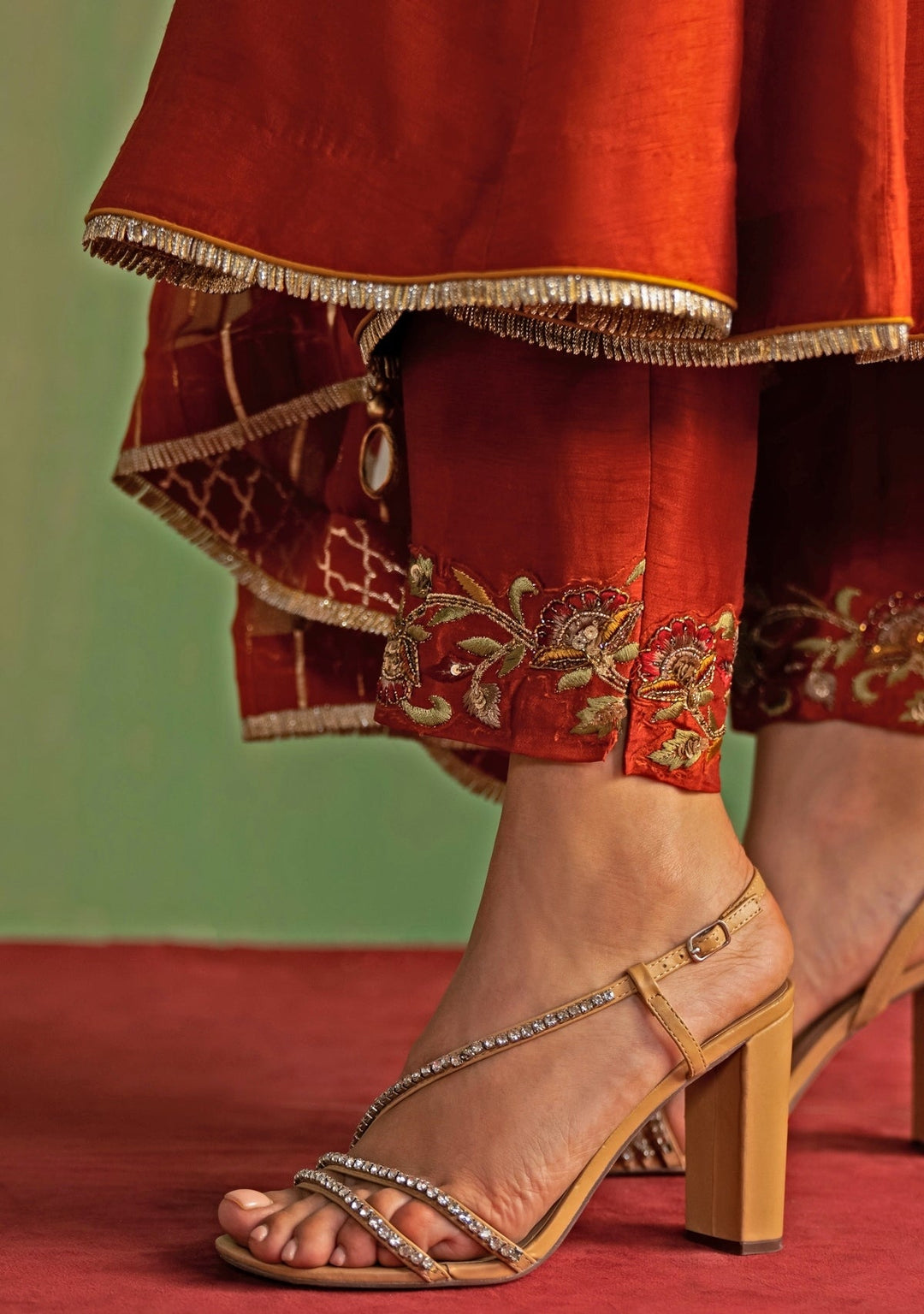 Rust Embroidered Silk Anarkali Set Studio Bagechaa - Fabilicious Fashion